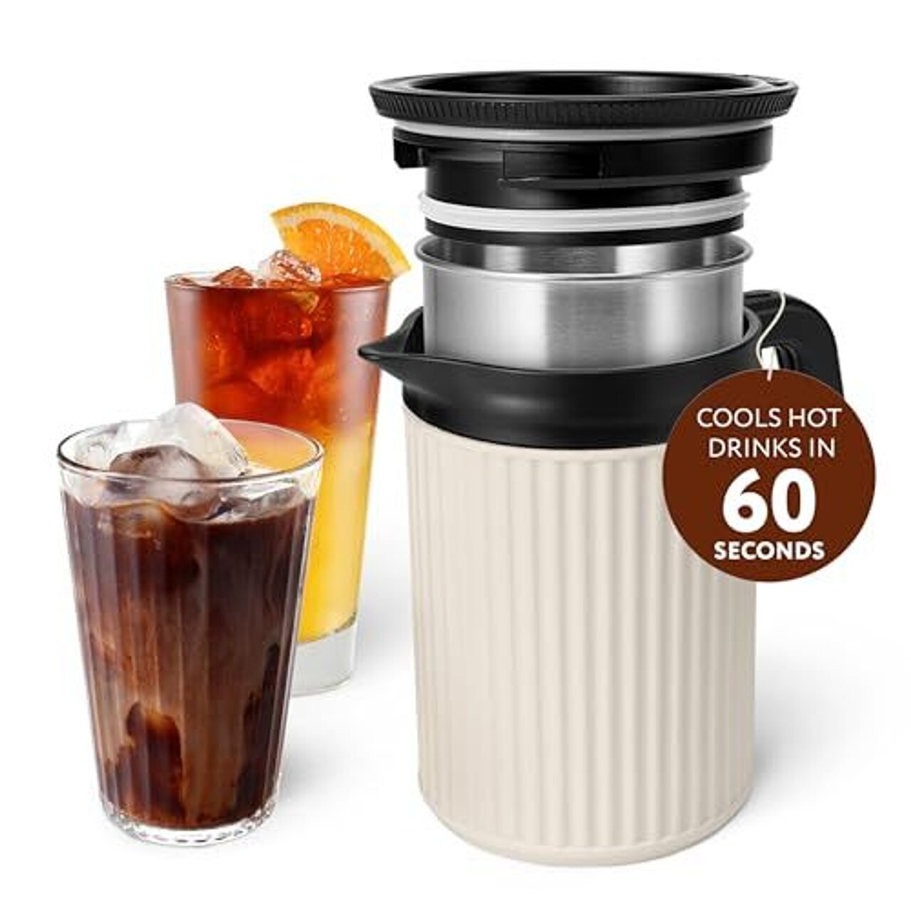 Maplefield Carafe Rapid Beverage Chiller 12.5 oz - Iced Coffee in 60 seconds - Instant Drink Cooler for Coffee, Tea & Cocktails - All-in-one Insulated Iced Coffee Maker and Carafe